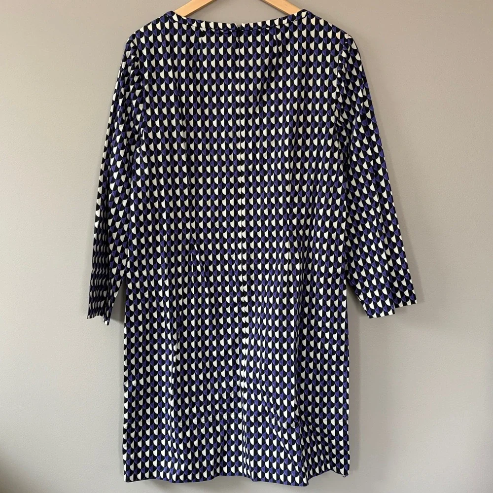 J. Crew Jet Set Geometric Print Shift Dress size 12 Purple White‎ Black